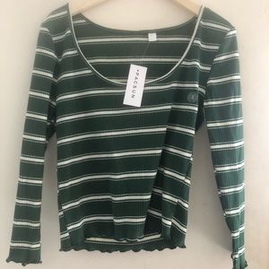 Green/white striped shirt